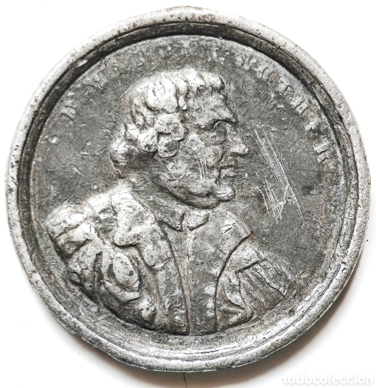Monedas antiguas de Europa: Alemania, Medalla peltre del a&ntilde;o 1883, conmemoracion 400 a&ntilde;os nacimiento de Martin Luther