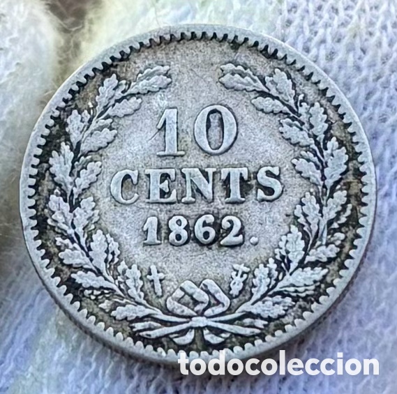 Monedas antiguas de Europa: Moneda PLATA HOLANDA 10 Cents 1962. Guillermo III . Pa&iacute;ses Bajos