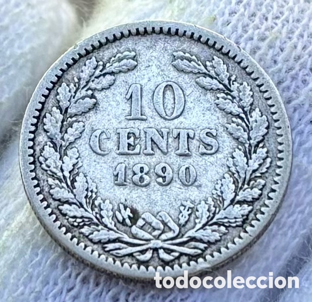 Monedas antiguas de Europa: Moneda PLATA HOLANDA 10 Cents 1890 Guillermo III. Pa&iacute;ses Bajos