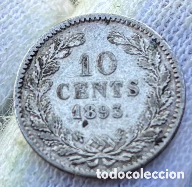 Monedas antiguas de Europa: Moneda PLATA HOLANDA 10 Cents 1893. Wilhelmina. Pa&iacute;ses Bajos