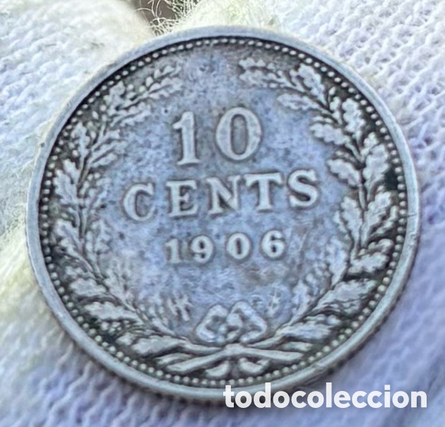 Monedas antiguas de Europa: Moneda PLATA HOLANDA 10 Cents 1906. Wilhelmina. Pa&iacute;ses Bajos