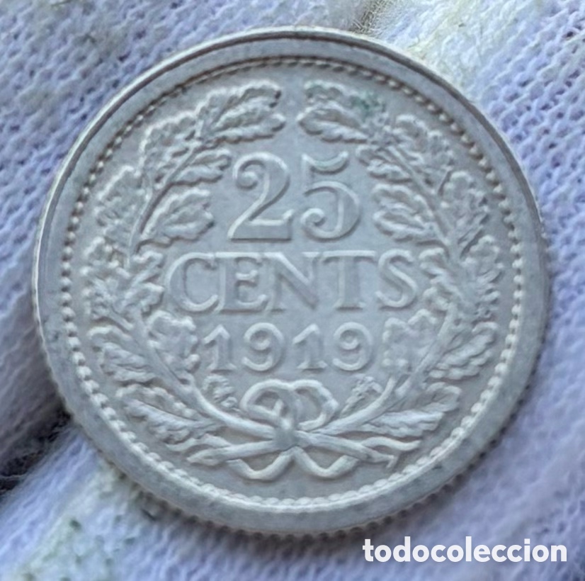 Monedas antiguas de Europa: Moneda PLATA HOLANDA 10 Cents 1919. Wilhelmina. Pa&iacute;ses Bajos