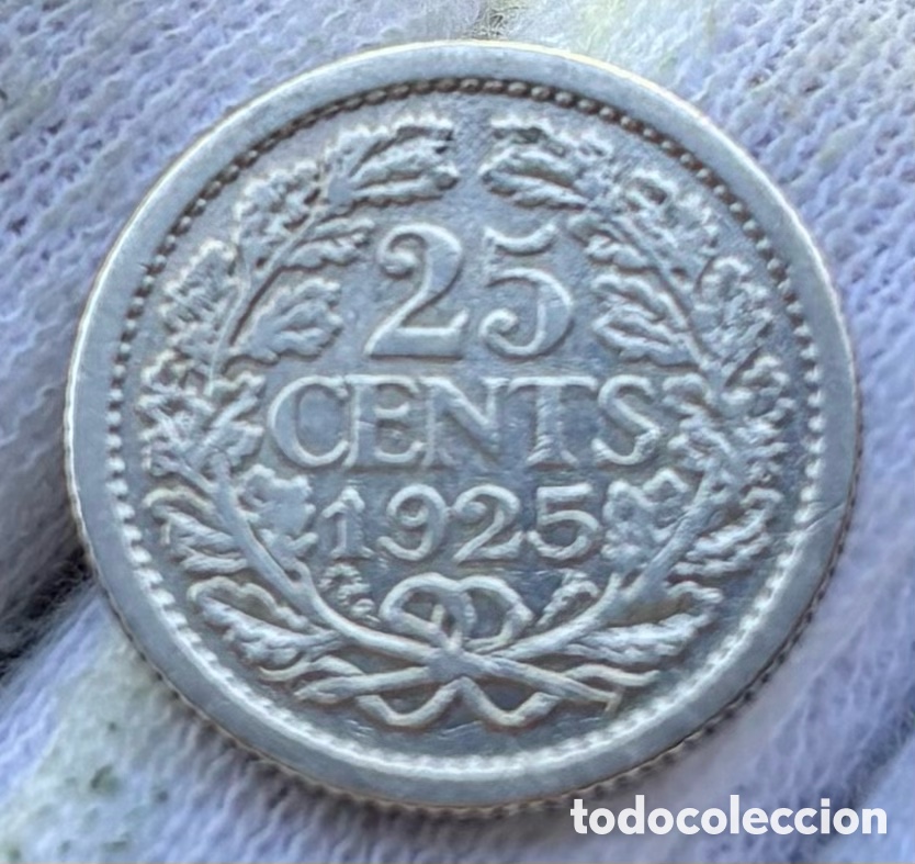 Monedas antiguas de Europa: Moneda PLATA HOLANDA 25 Cents 1925. Wilhelmina. Pa&iacute;ses Bajos