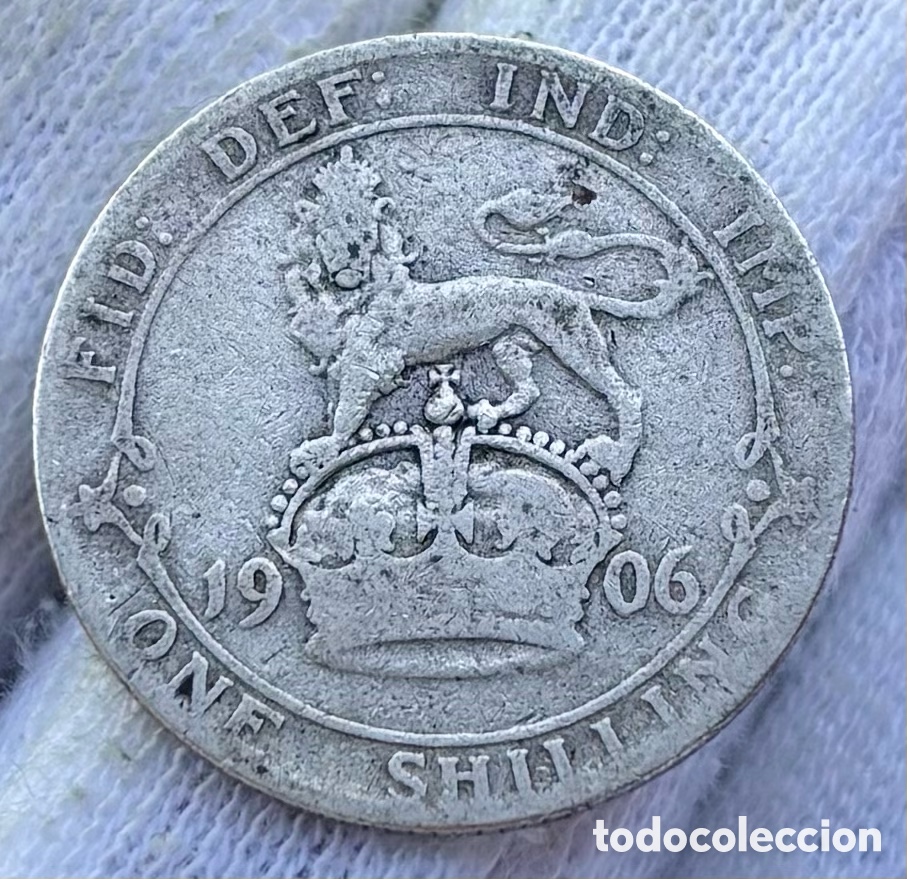 Monedas antiguas de Europa: Moneda PLATA INGLATERRA 1 Chel&iacute;n 1906. Eduardo VII. Reino Unido UK. Shilling