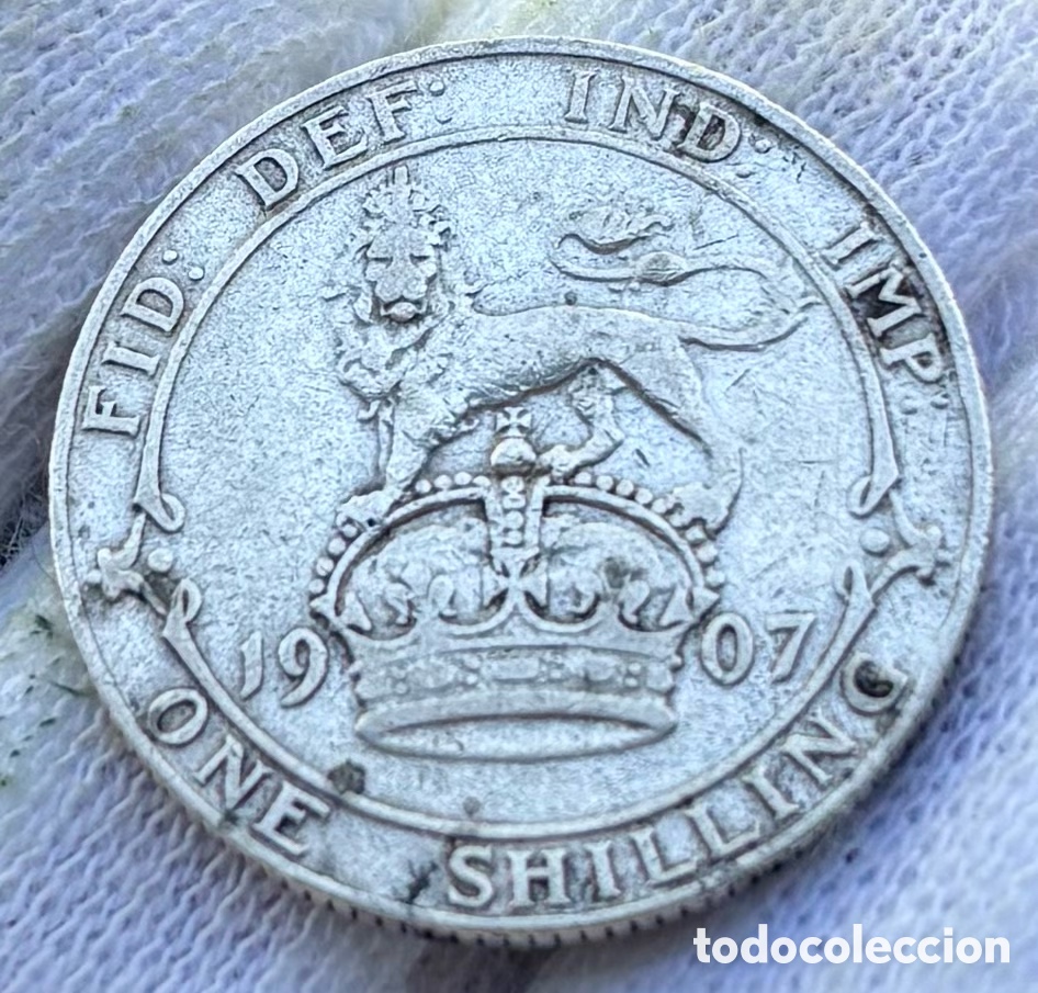 Monedas antiguas de Europa: Moneda PLATA INGLATERRA 1 Chel&iacute;n 1907. Eduardo VII. Reino Unido UK Shilling