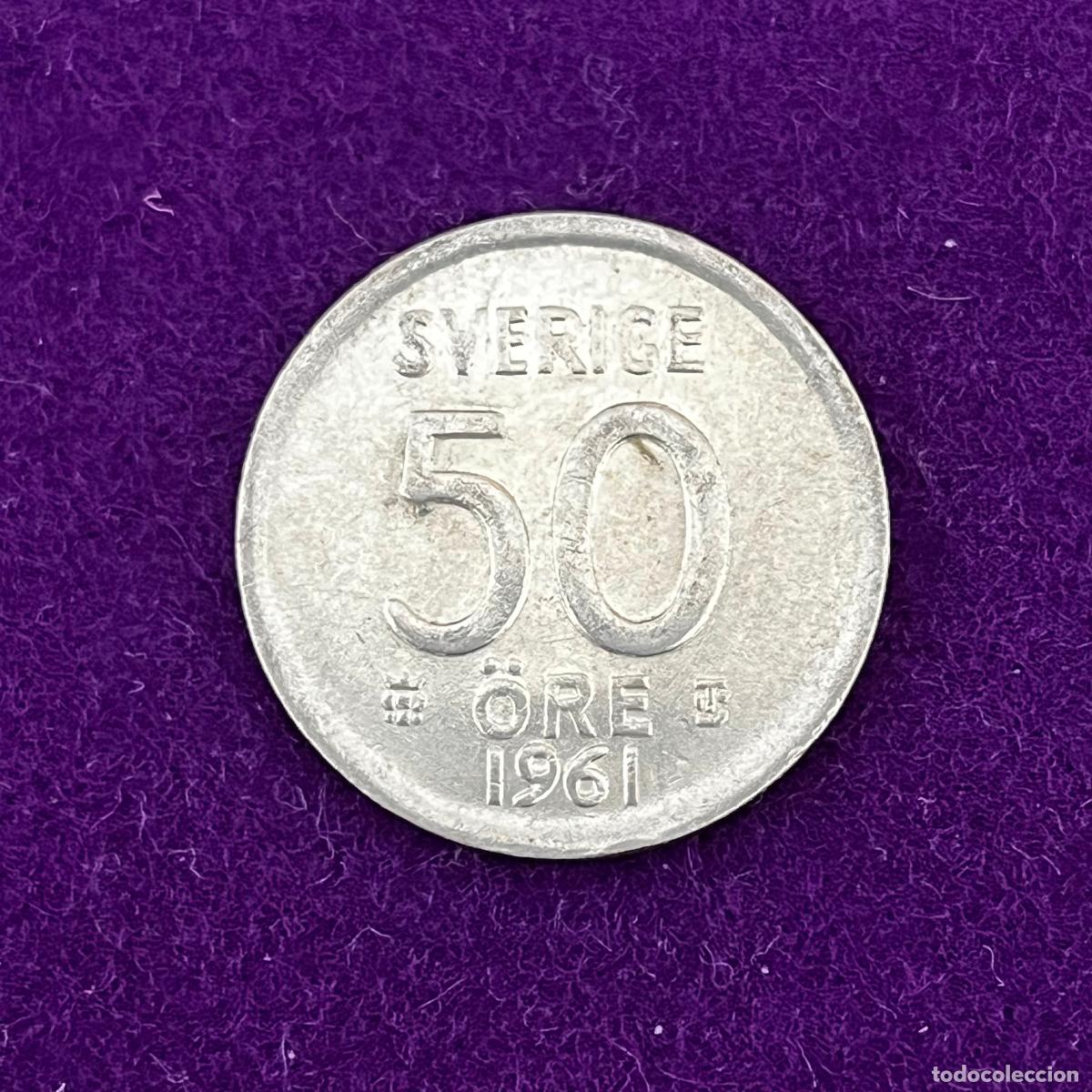 Monedas antiguas de Europa: MONEDA DE PLATA DE SUECIA. 50 ORE. 1961. GUSTAVO VI. 4,80GR. ORIGINAL.