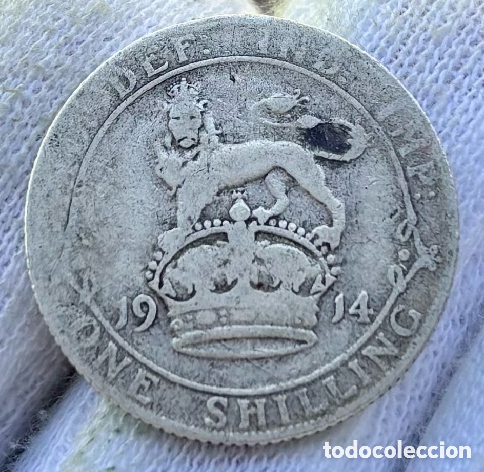 Monedas antiguas de Europa: Moneda PLATA INGLATERRA 1 Chel&iacute;n 1914 Jorge V. Reino Unido UK. Shilling