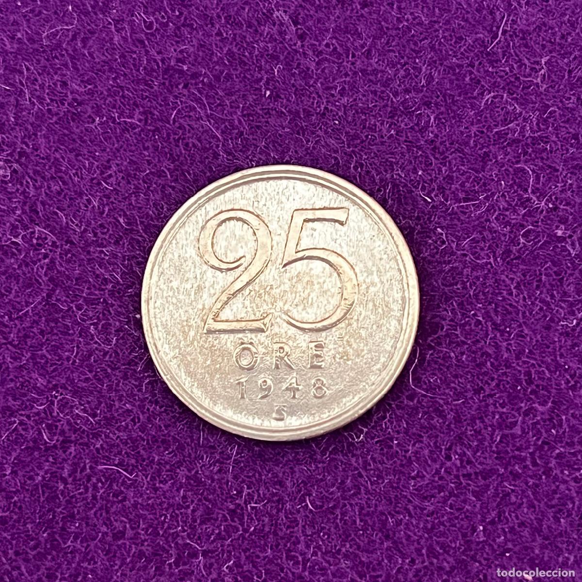 Monedas antiguas de Europa: MONEDA DE PLATA DE SUECIA. 25 ORE. 1948. GUSTAVO VI. 2,32GR. ORIGINAL.