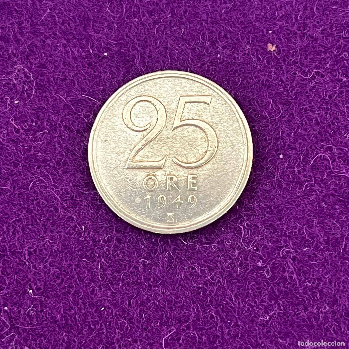 Monedas antiguas de Europa: MONEDA DE PLATA DE SUECIA. 25 ORE. 1949. GUSTAVO VI. 2,32GR. ORIGINAL.