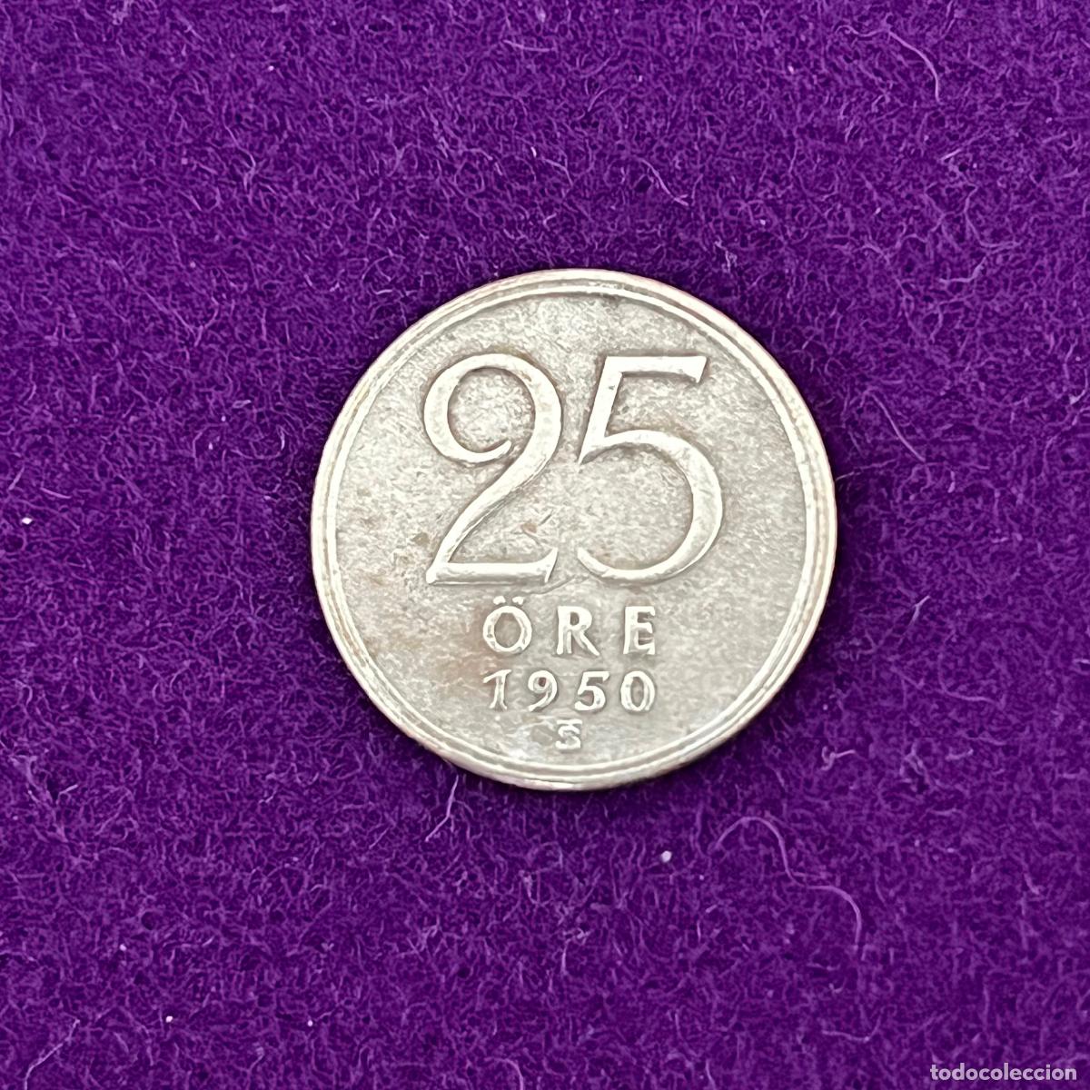 Monedas antiguas de Europa: MONEDA DE PLATA DE SUECIA. 25 ORE. 1950. GUSTAVO VI. 2,32GR. ORIGINAL.