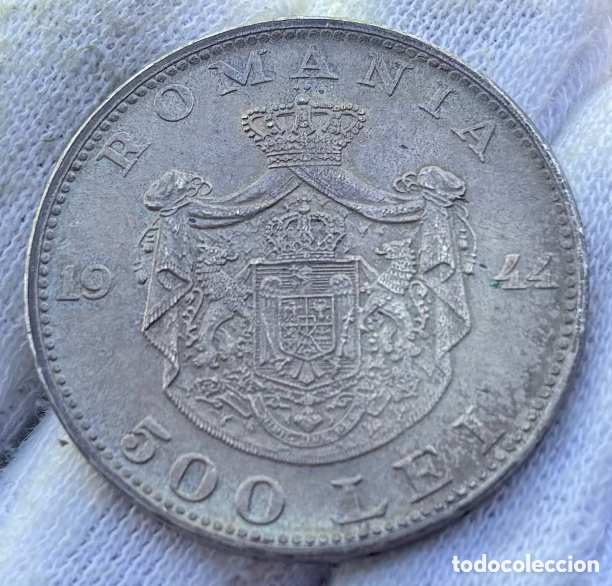 Monedas antiguas de Europa: Moneda PLATA ROMANIA 500 Lei 1944. Mihai I. Ruman&iacute;a