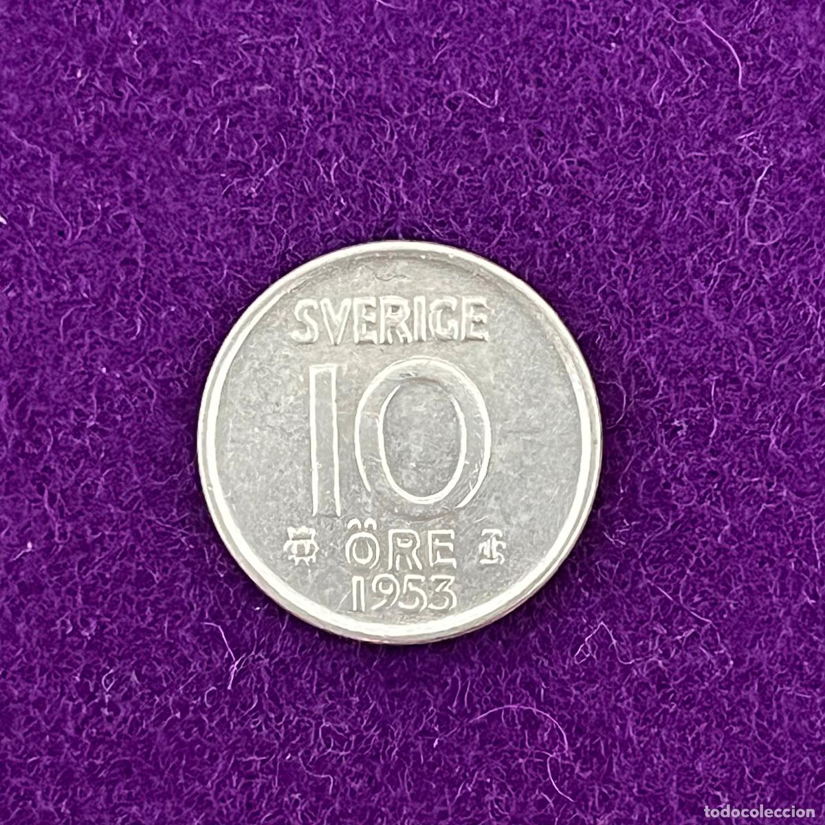Monedas antiguas de Europa: MONEDA DE PLATA DE SUECIA. 10 ORE. 1953. GUSTAVO VI. 1,45GR. ORIGINAL.