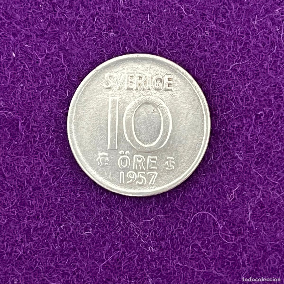 Monedas antiguas de Europa: MONEDA DE PLATA DE SUECIA. 10 ORE. 1957. GUSTAVO VI. 1,45GR. ORIGINAL.