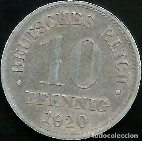 Monedas antiguas de Europa: ALEMANIA, IMPERIO 1920 SIN MARCA DE CECA - 10 PFENNIG - KM 26 - CIRCULADA
