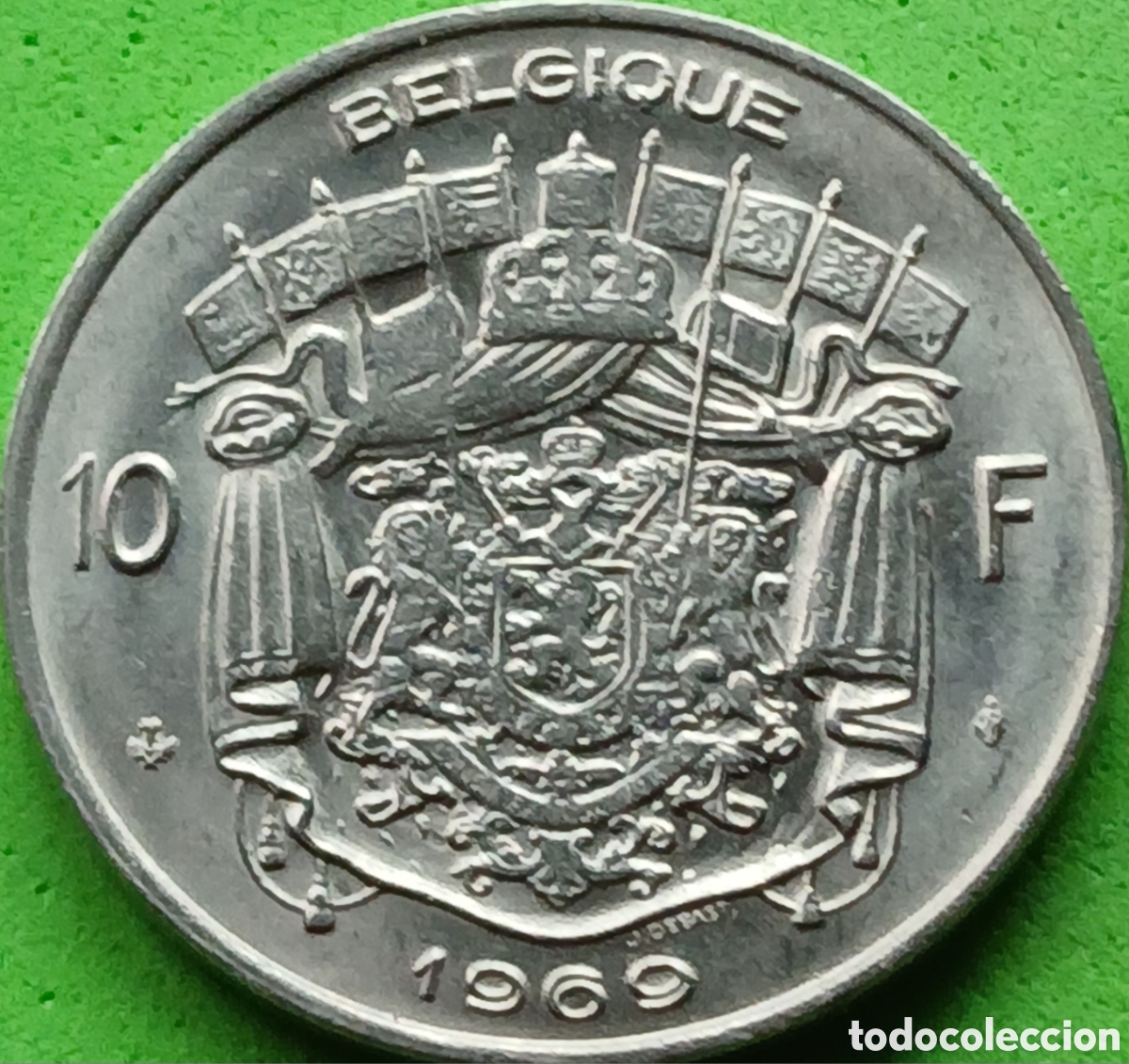 Monedas antiguas de Europa: B&eacute;lgica 10 francos 1969 km#155 Belgique