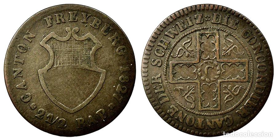 Monedas antiguas de Europa: SUIZA - CANTON FREIBURG - 2.50 RAPPEN - 1827 - BILLON