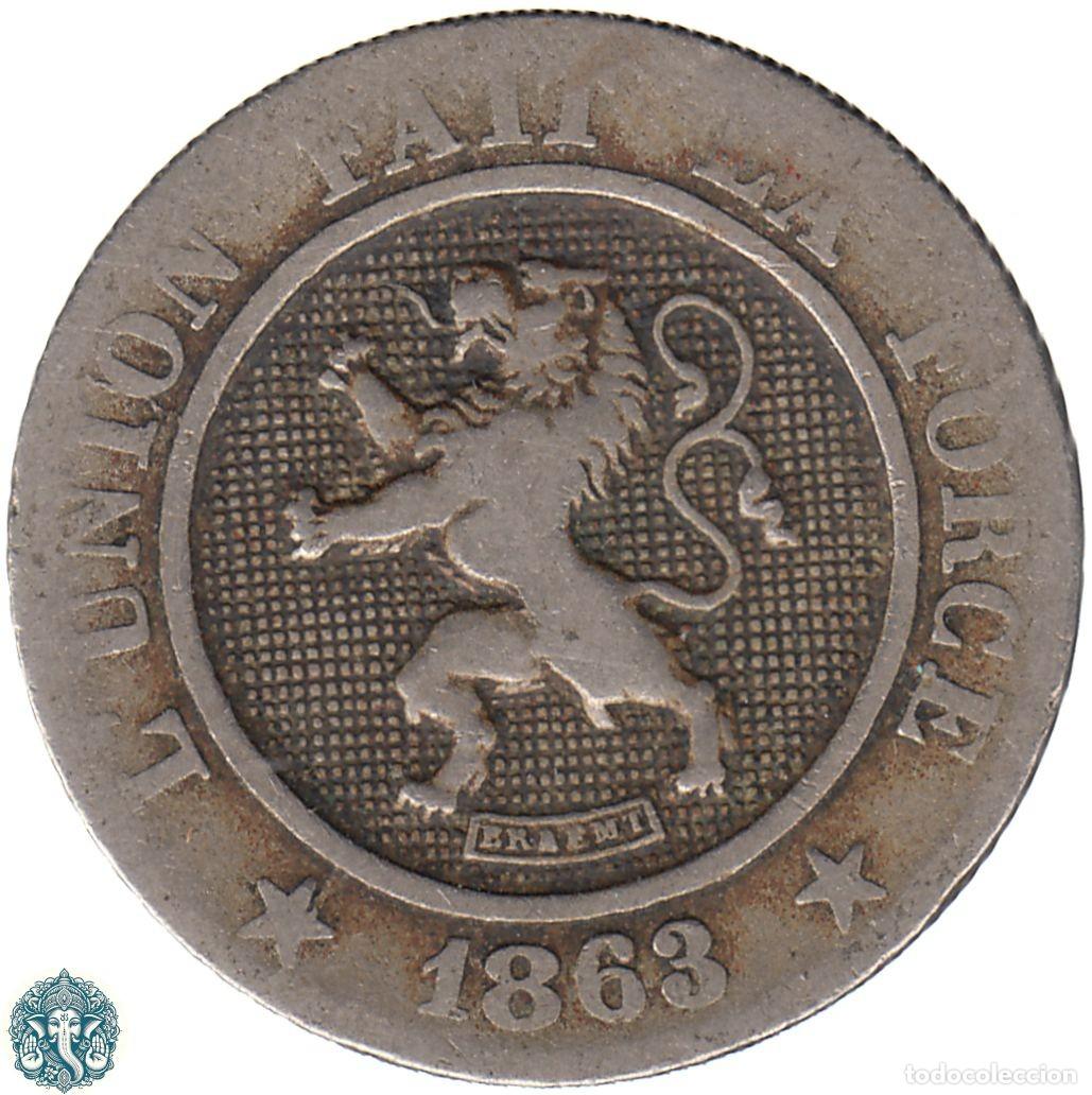 Monedas antiguas de Europa: B&Eacute;LGICA 10 C&eacute;ntimos 1863 Leopoldo I KM#22