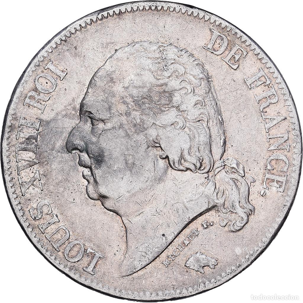 Monedas antiguas de Europa: [#1167901] France,Louis XVIII,5 Francs,1823, Paris, VF(30-35),Silver,KM 711.1,Gadoury 614