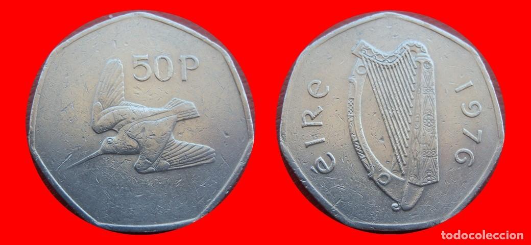 Old Coins of Europe: 50 PENIQUES PENCE 1976 IRLANDA-151008