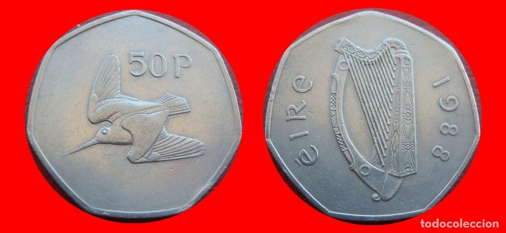 Old Coins of Europe: 50 PENIQUES PENCE 1988 IRLANDA-151009