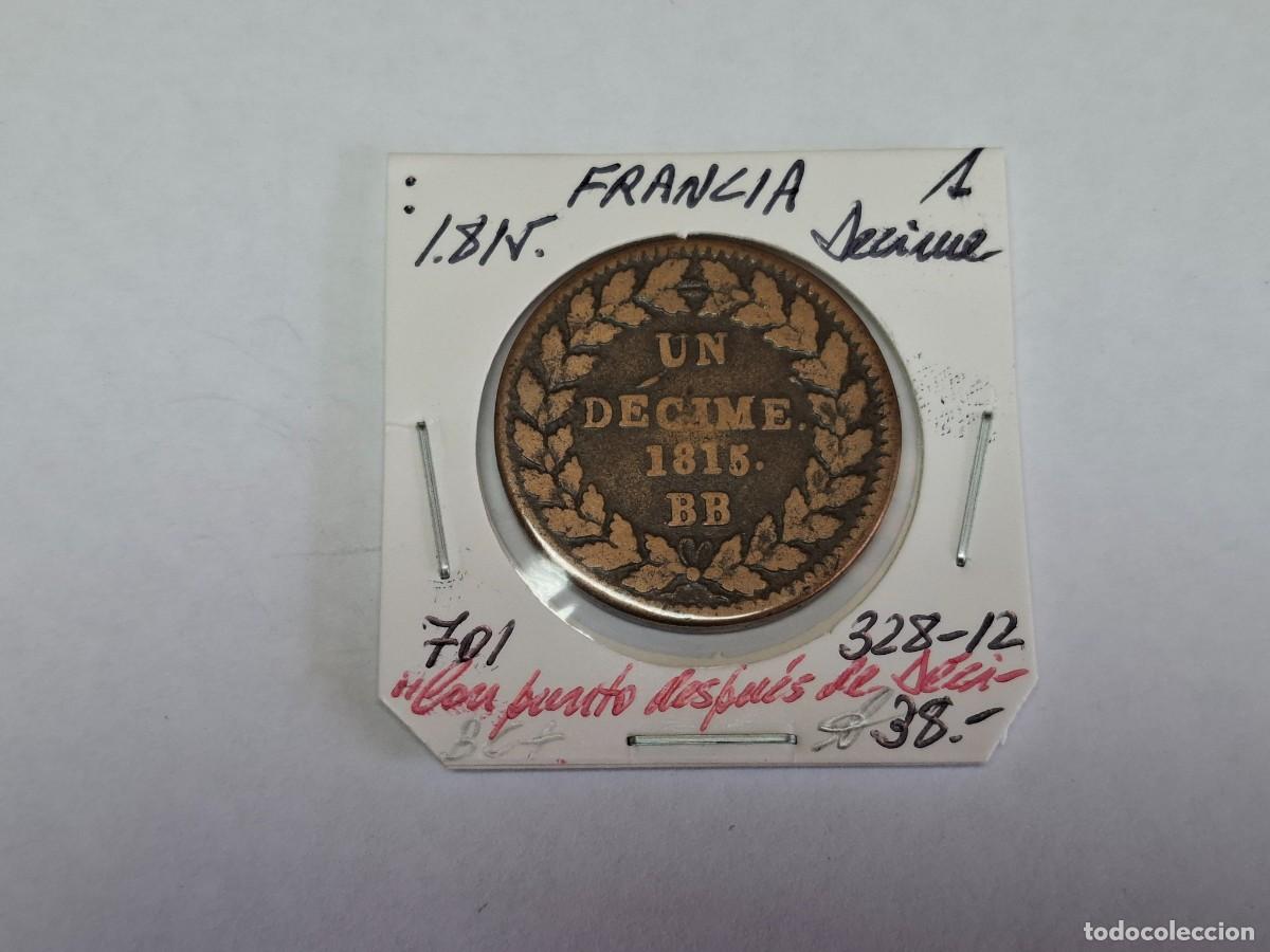 Monedas antiguas de Europa: 1 DECIME de 1815 I KM 701 FRANCIA en BC+
