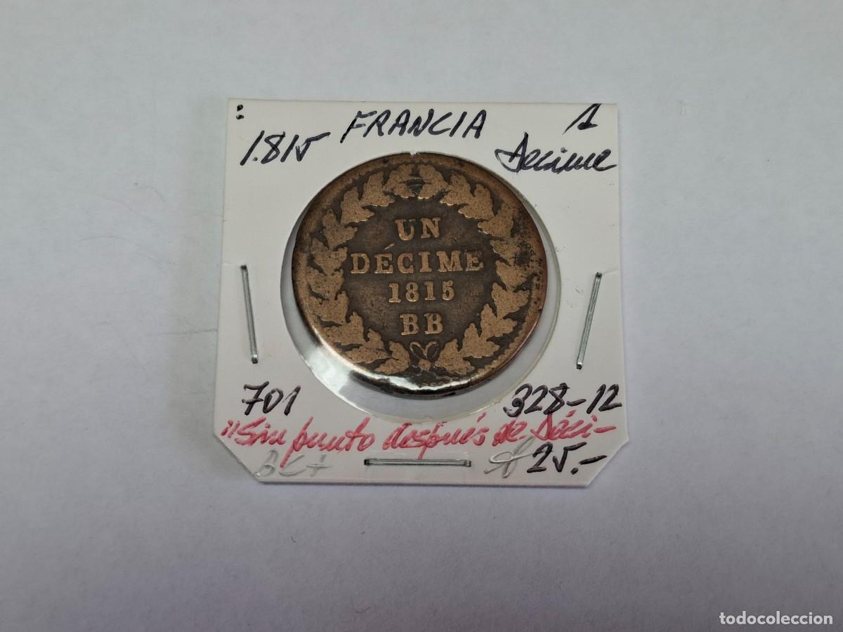 Monedas antiguas de Europa: 1 DECIME de 1815 I KM 701 FRANCIA en BC+