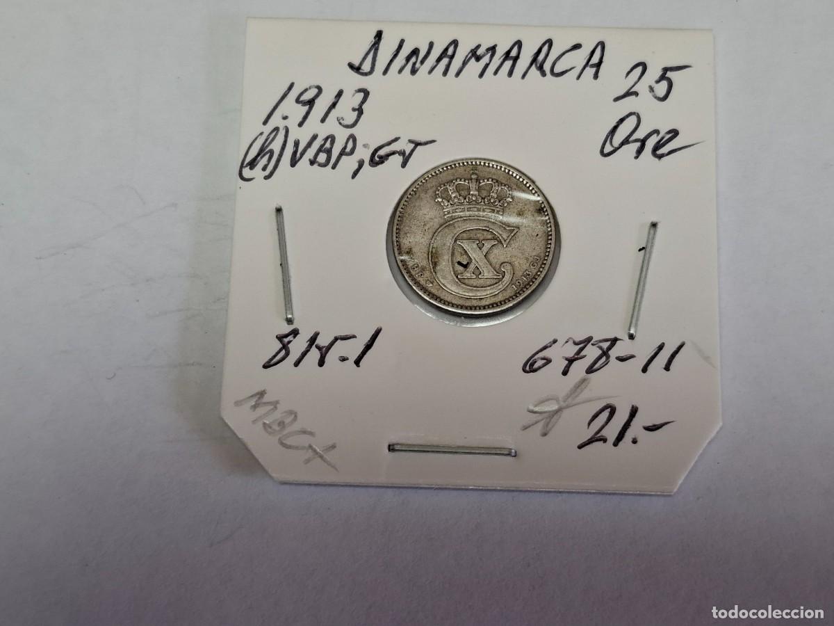 Monedas antiguas de Europa: 25 ORE de 1913 KM 815.1 DINAMARCA en MBC+