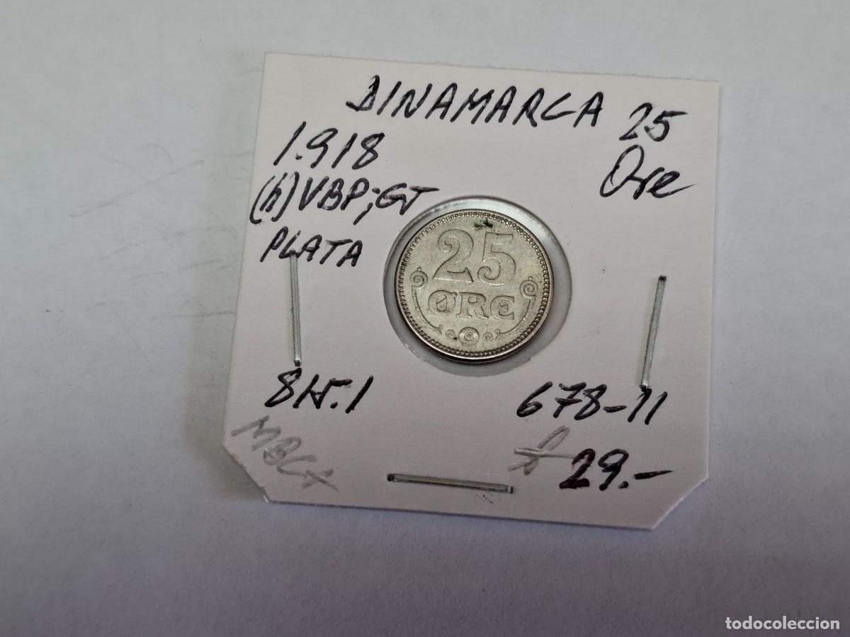 Monedas antiguas de Europa: 25 ORE de 1918 de PLATA KM 815.1 DINAMARCA en MBC+