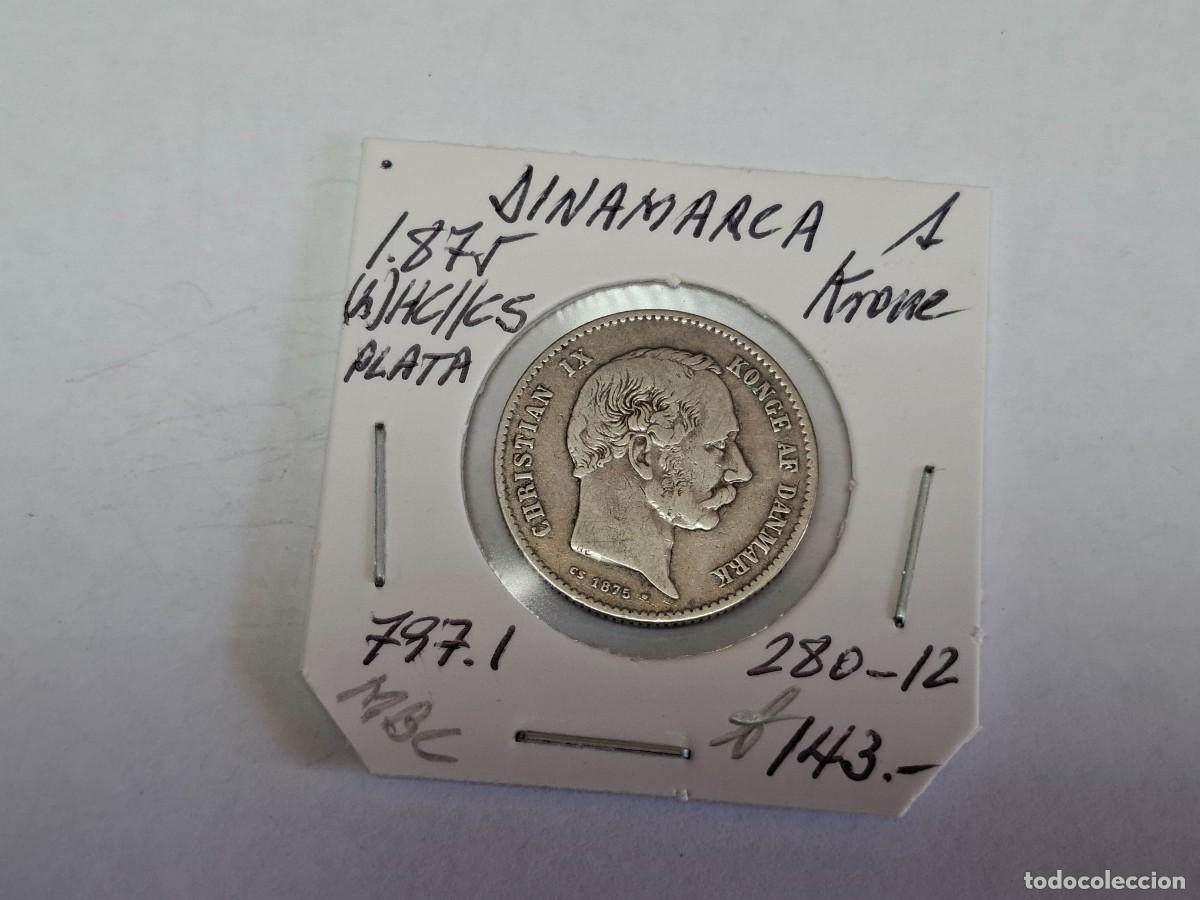 Moedas antigas da Europa: 1 KRONE de 1875 de PLATA KM 797.1 DINAMARCA en MBC