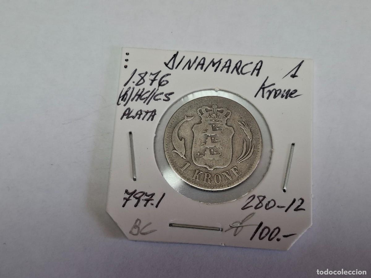 Moedas antigas da Europa: 1 KRONE de 1876 de PLATA KM 797.1 DINAMARCA en BC