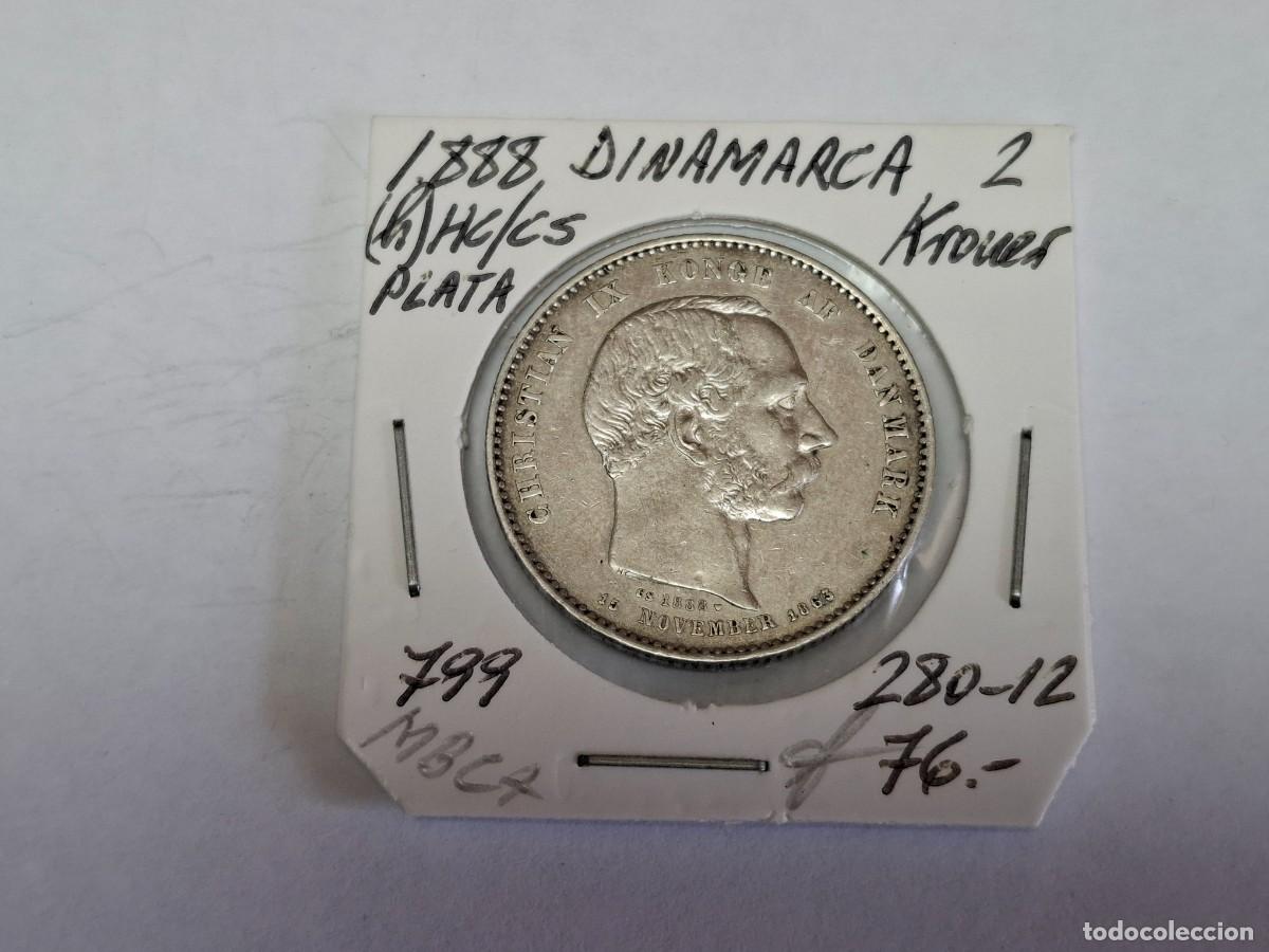 Moedas antigas da Europa: 2 KRONE de 1888 de PLATA KM 799 DINAMARCA en MBC+