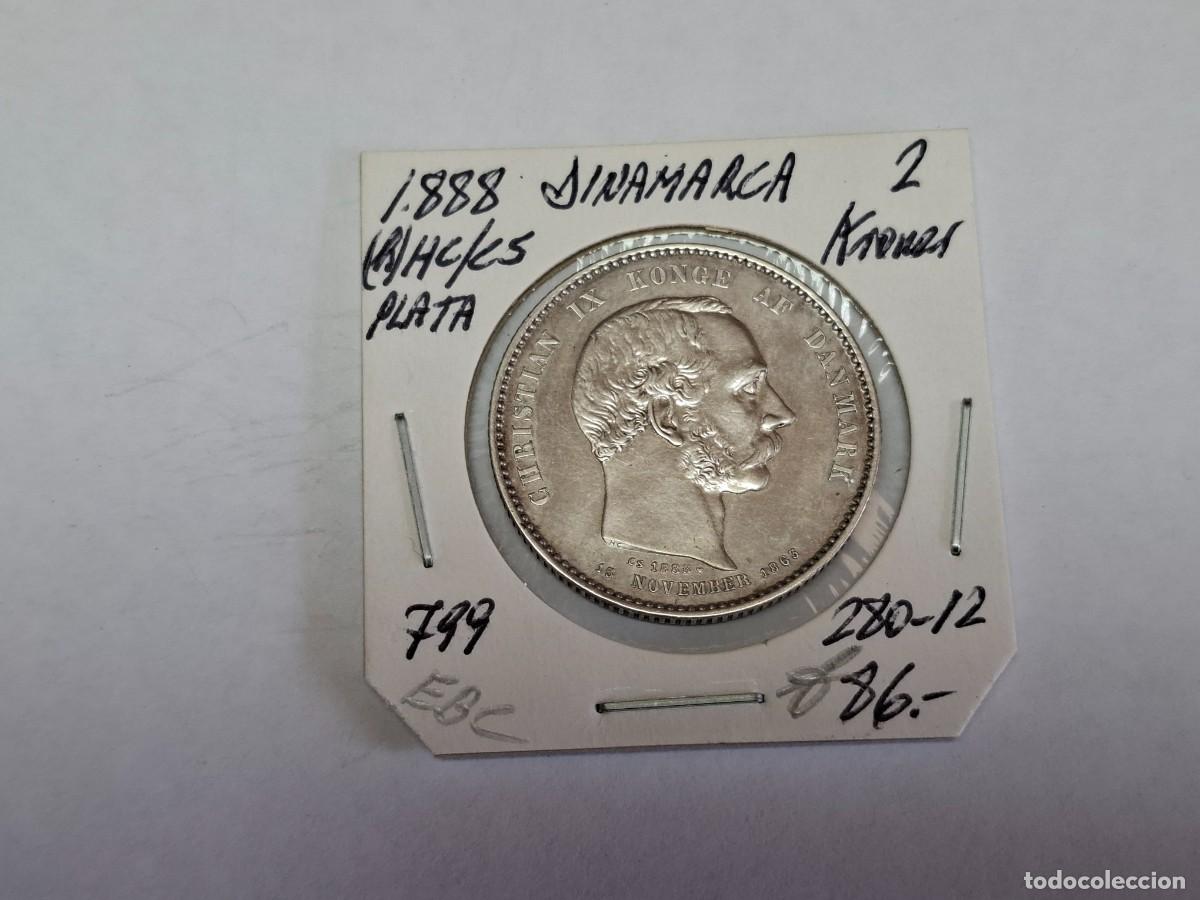Moedas antigas da Europa: 2 KRONE de 1888 de PLATA KM 799 DINAMARCA en EBC