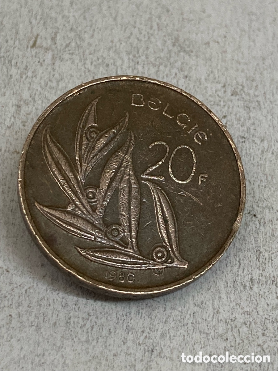 Monedas antiguas de Europa: Moneda 20 francos belgas 1980