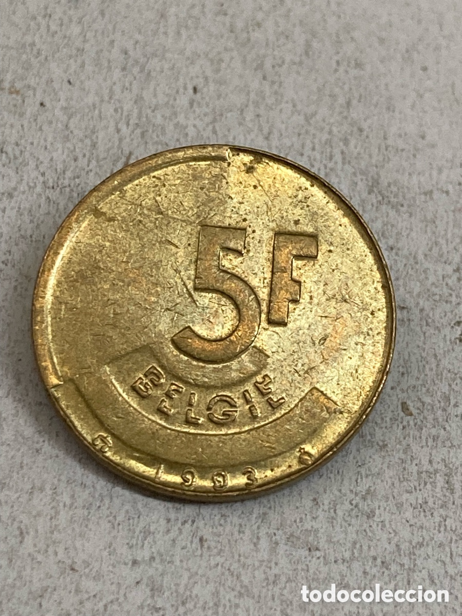 Monedas antiguas de Europa: Moneda de 5 Francos B&eacute;lgica 1993