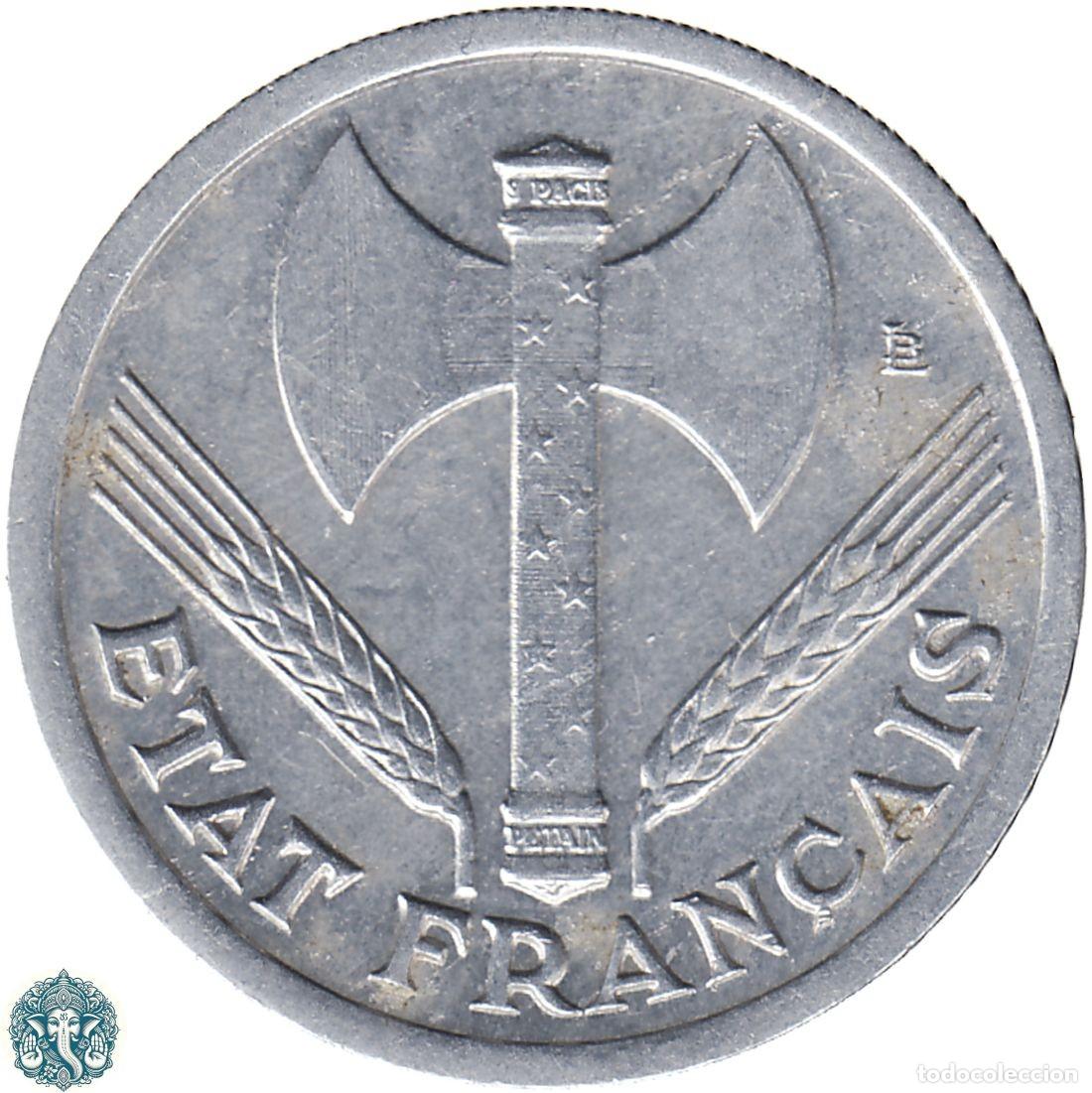 Monedas antiguas de Europa: FRANCIA 1 Franco 1943 KM#902.1 ESTADO FRANC&Eacute;S VICHY