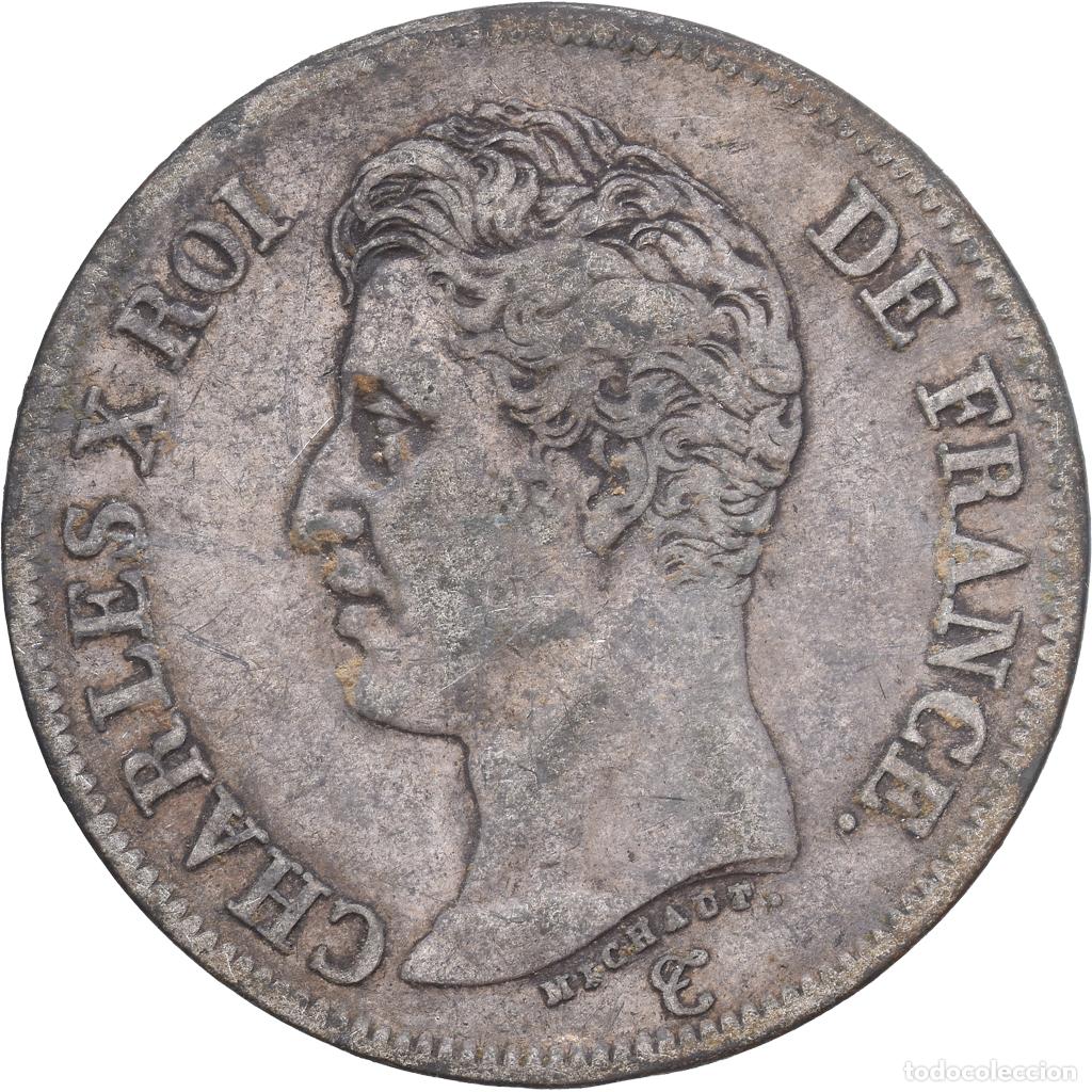 Monedas antiguas de Europa: [#1167603] Francia, 5 Francs, Charles X, 1826, La Rochelle, Plata, BC, Gadoury:643