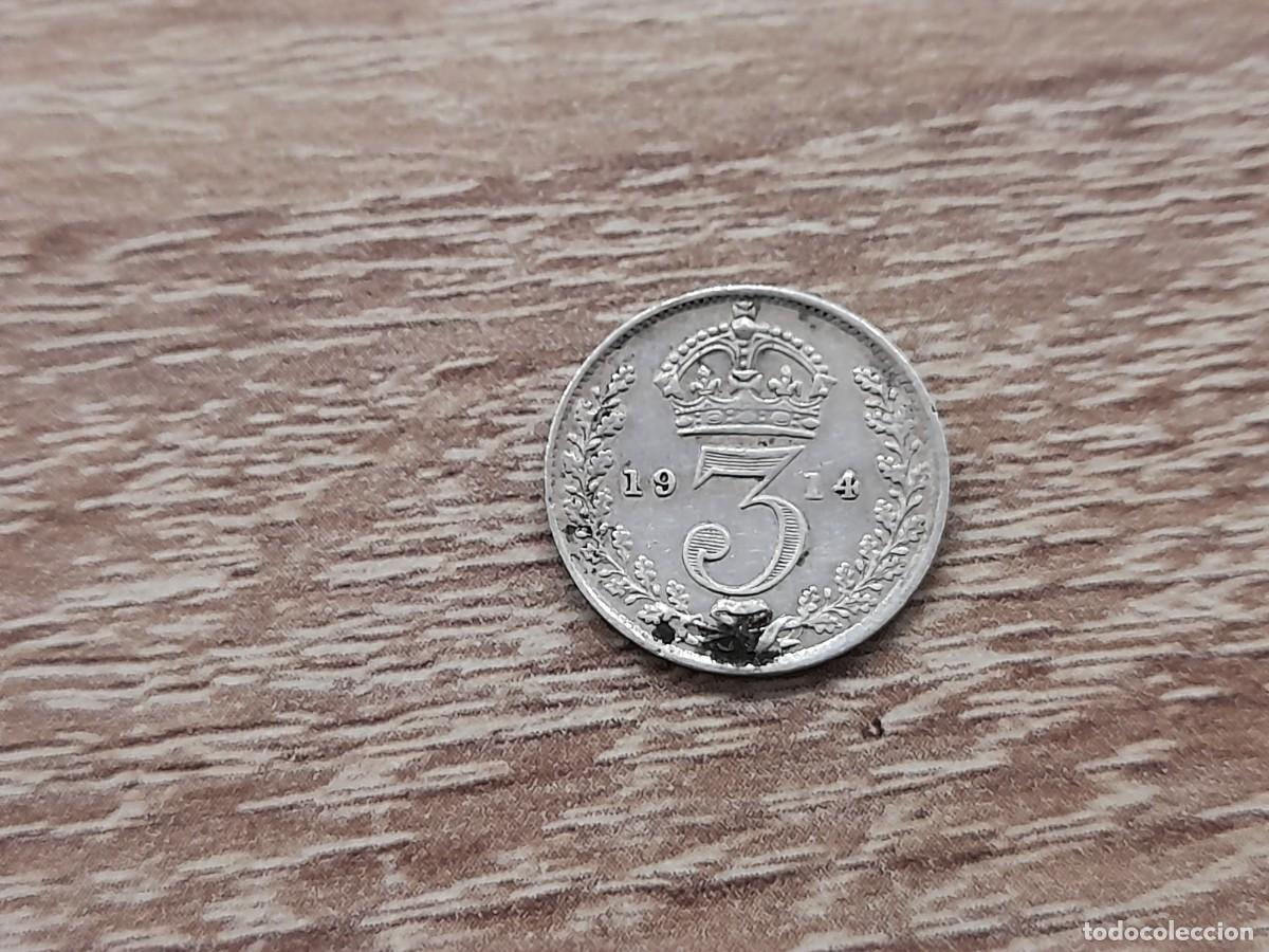 Monedas antiguas de Europa: Reino Unido, George V, 3 Pence 1914