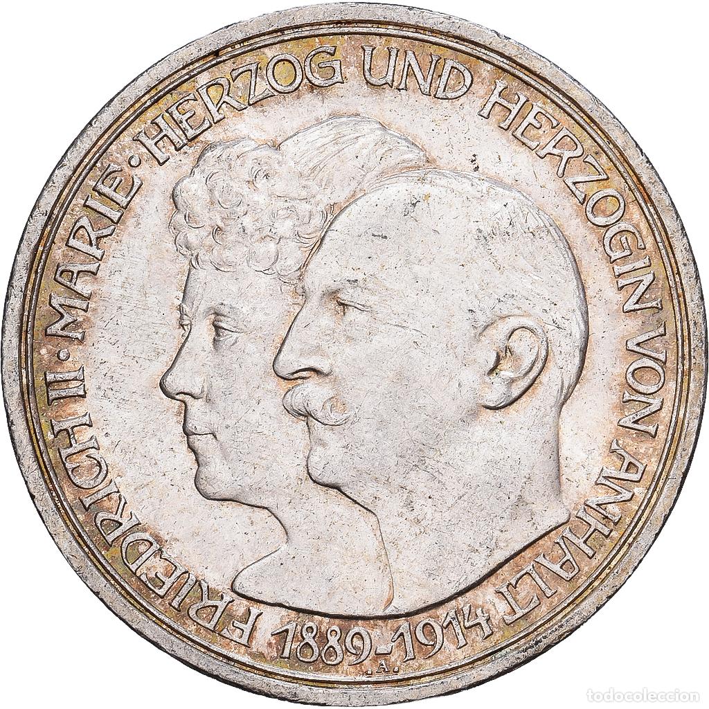 Monedas antiguas de Europa: [#1167734] Duchy of Anhalt-Dessau, Friedrich II, 3 Mark, 1914, Berlin, Plata, EBC, KM:30