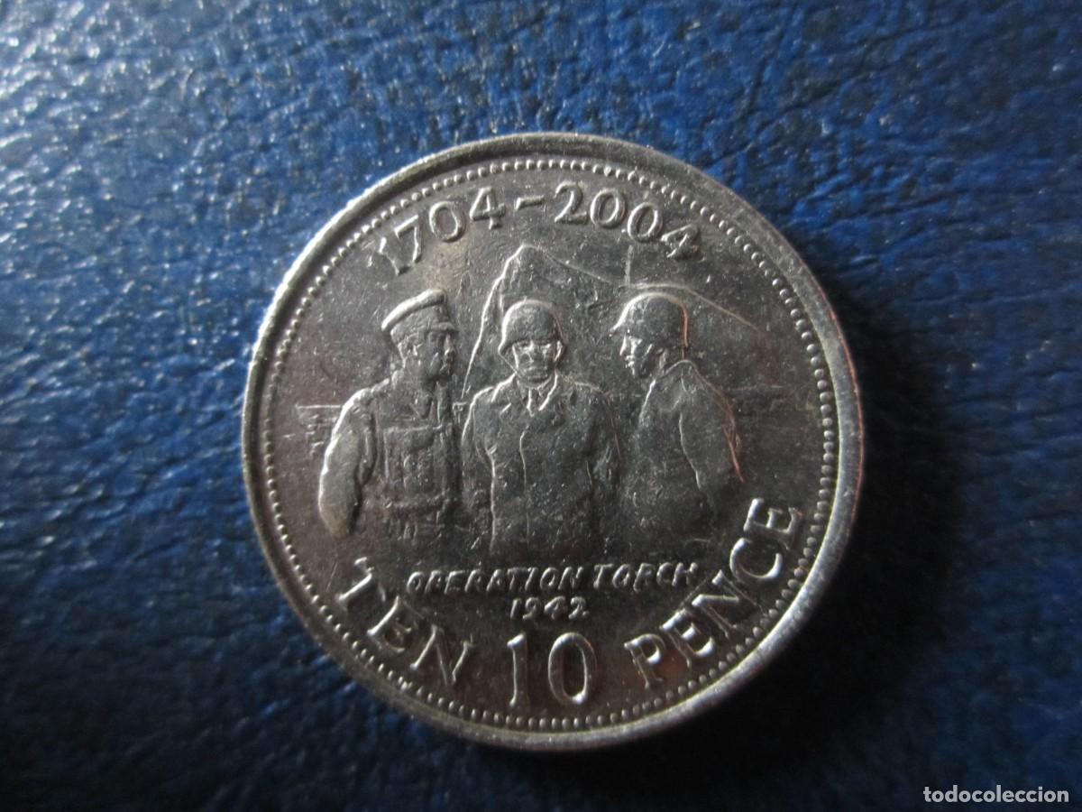Monedas antiguas de Europa: Gibraltar 10 peniques 2004 300 aniversario de la toma de Gibraltar