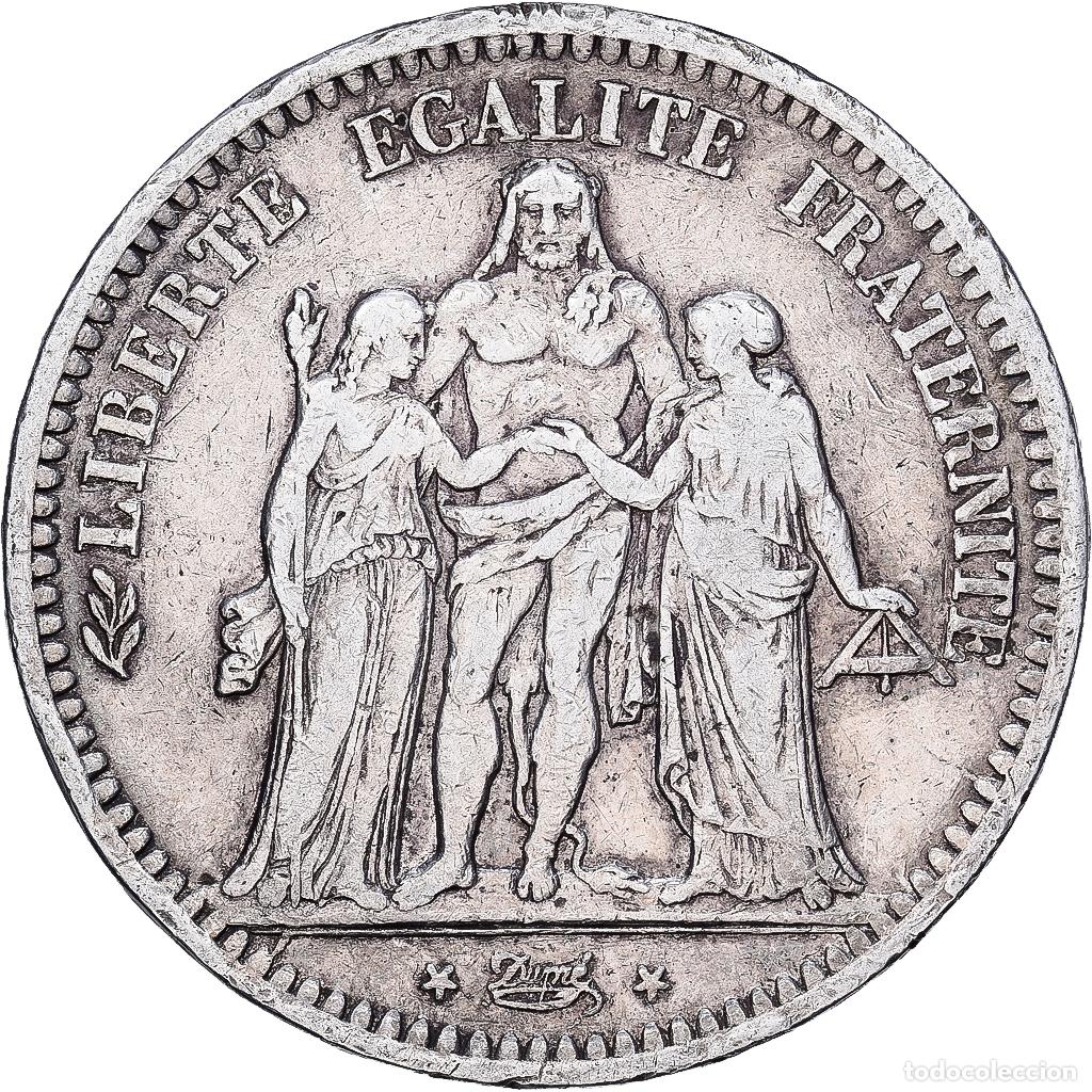 Monedas antiguas de Europa: [#1167894] Francia, 5 Francs, Hercule, 1848, Strasbourg, Plata, BC+, Gadoury:683, KM:756.2