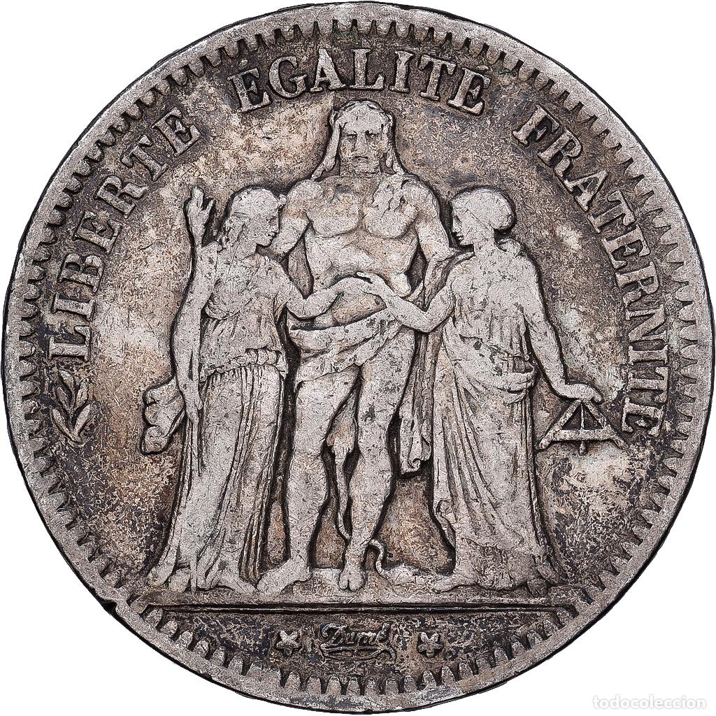 Monedas antiguas de Europa: [#1167895] Francia, 5 Francs, Hercule, 1849, Strasbourg, Plata, BC+, Gadoury:683, KM:756.2