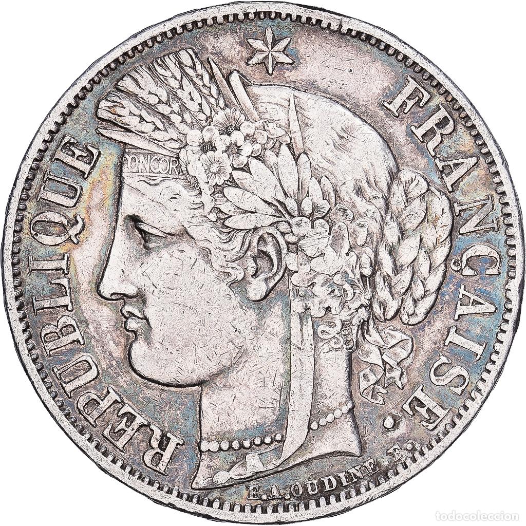 Monedas antiguas de Europa: [#1167896] Francia, 5 Francs, C&eacute;r&egrave;s, 1849, Paris, Plata, BC+, Gadoury:719, KM:761.1