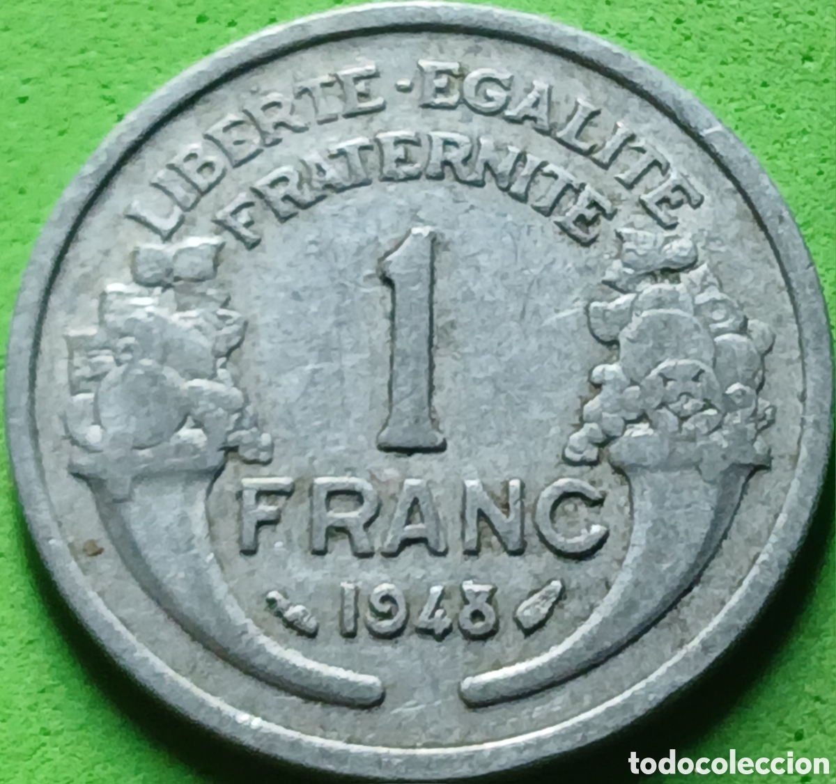 Monedas antiguas de Europa: Francia 1 franco 1948 km#885a sin marca de ceca