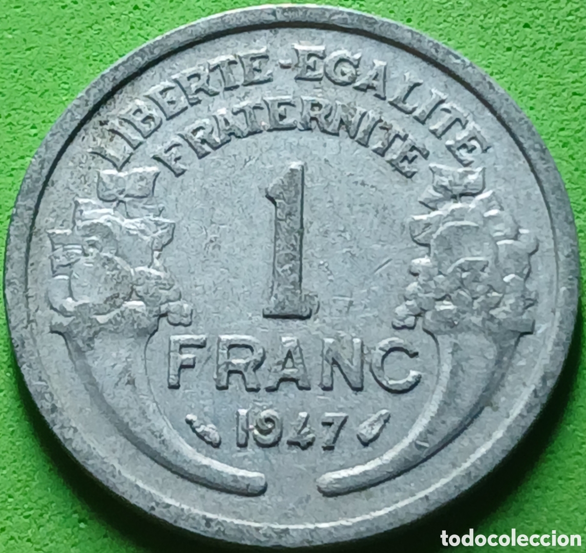 Monedas antiguas de Europa: Francia 1 franco 1947 km#885a sin marca de ceca