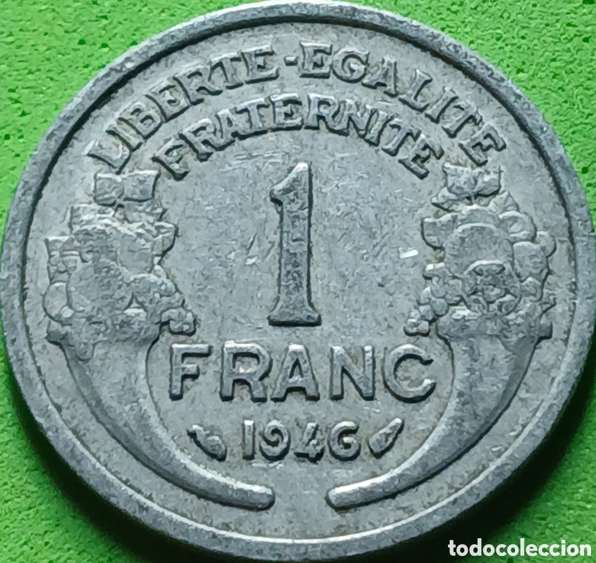 Monedas antiguas de Europa: Francia 1 franco 1946 km#885a sin marca de ceca