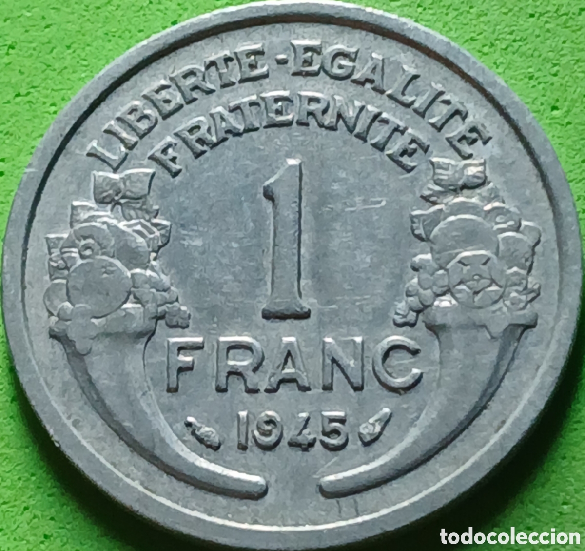 Monedas antiguas de Europa: Francia 1 franco 1945 km#885a sin marca de ceca