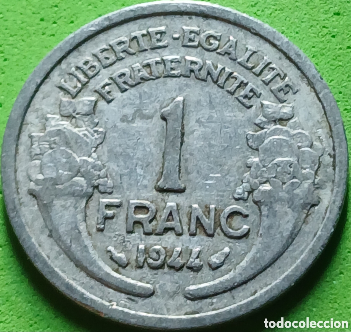 Monedas antiguas de Europa: Francia 1 franco 1944 km#885a sin marca de ceca