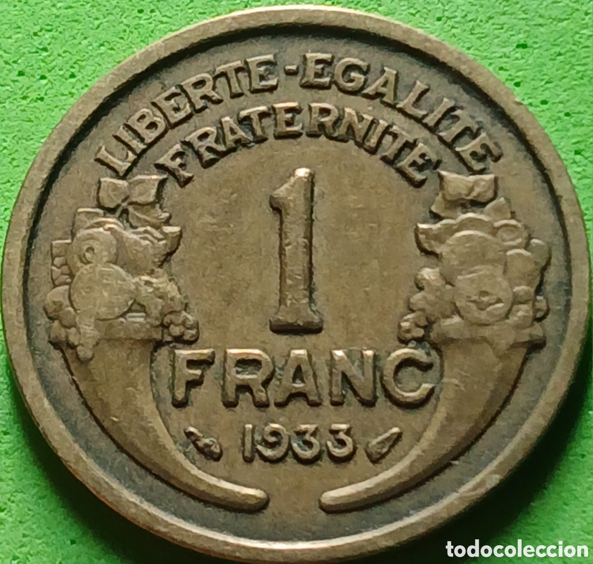 Monedas antiguas de Europa: Francia 1 franco 1933 km#885
