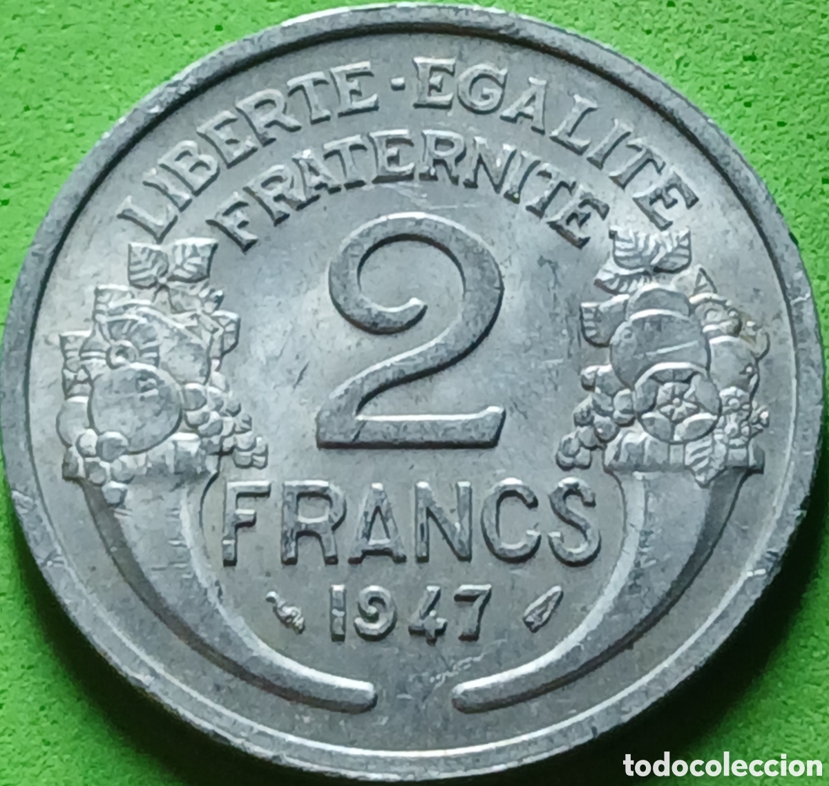 Monedas antiguas de Europa: Francia 2 francos 1947 km#886a sin marca de ceca