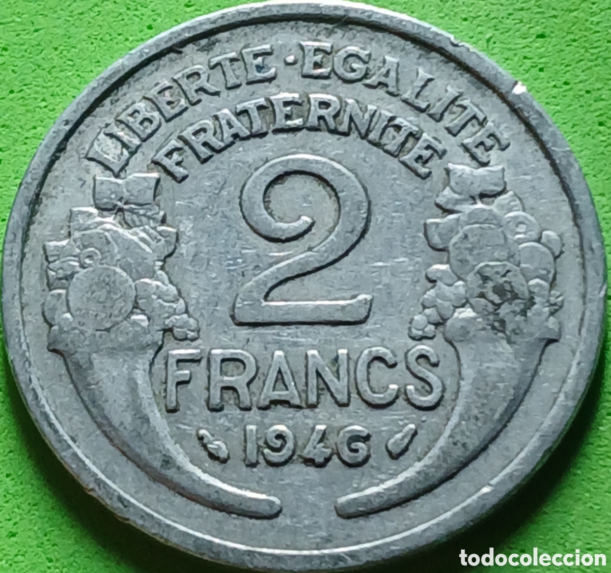 Monedas antiguas de Europa: Francia 2 francos 1946 km#886a sin marca de ceca